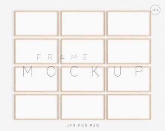 16X9 Frame TV  Frame Mockup, Set Of 12 Frame Mockup, Horizontal Mockup Frame, Frame TV Art Frame, Wood Digital Art Frame Mockup, L175