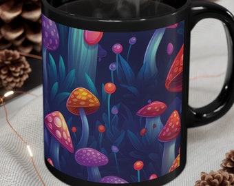 Mushroom Mug: Colorful Cottagecore Ceramic Tea Cup (11 oz)