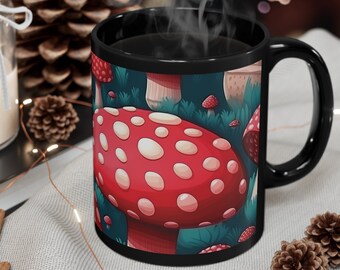 Mushroom Mug: Colorful Cottagecore Ceramic Tea Cup (11 oz)