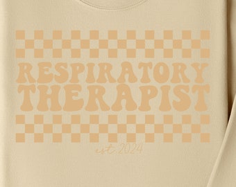 Retro Respiratory Therapist Sweatshirt: Vintage Checkerboard RT Gift