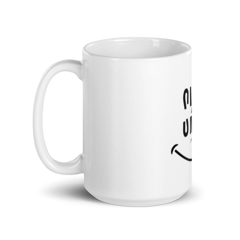 White glossy Just Smile Mug