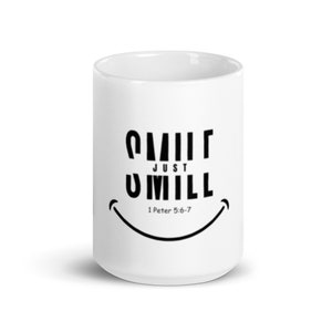 White glossy Just Smile Mug