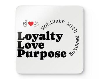 Loyalty Love Merch Korkholz-Untersetzer-Set | Motivierender Typografie-Untersetzer