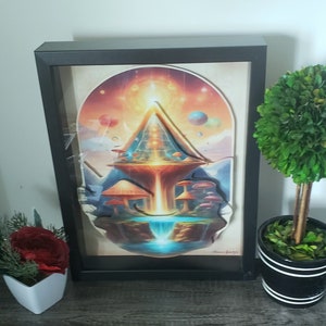 Bantavera - Dreamy Landscape 3D LAYERED POSTER Shadow Box - Surreal Digital Artwork, Wall Art, Digital Collage, 3D poster