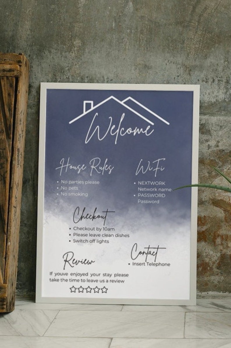 Air Bnb Welcome Sign/ Printable Template/ Editable - Etsy