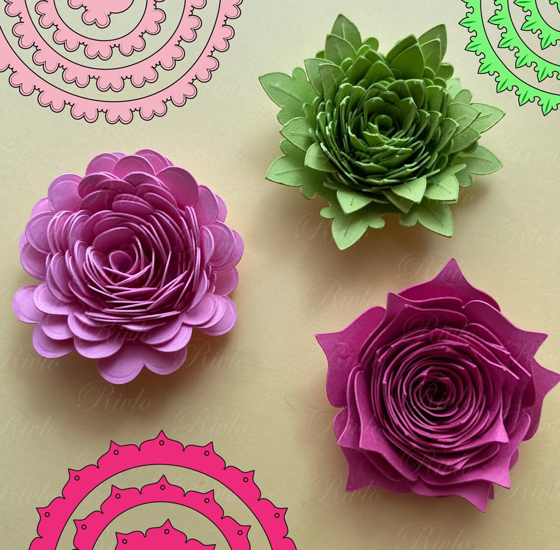 Rolled Flower SVG Paper Flower SVG Instant Download Digital Etsy