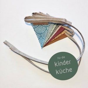 Mini Wimpelkette „fröhliche farben“ beige für Kaufladen oder Kinderküche (Outdoor geeignet)