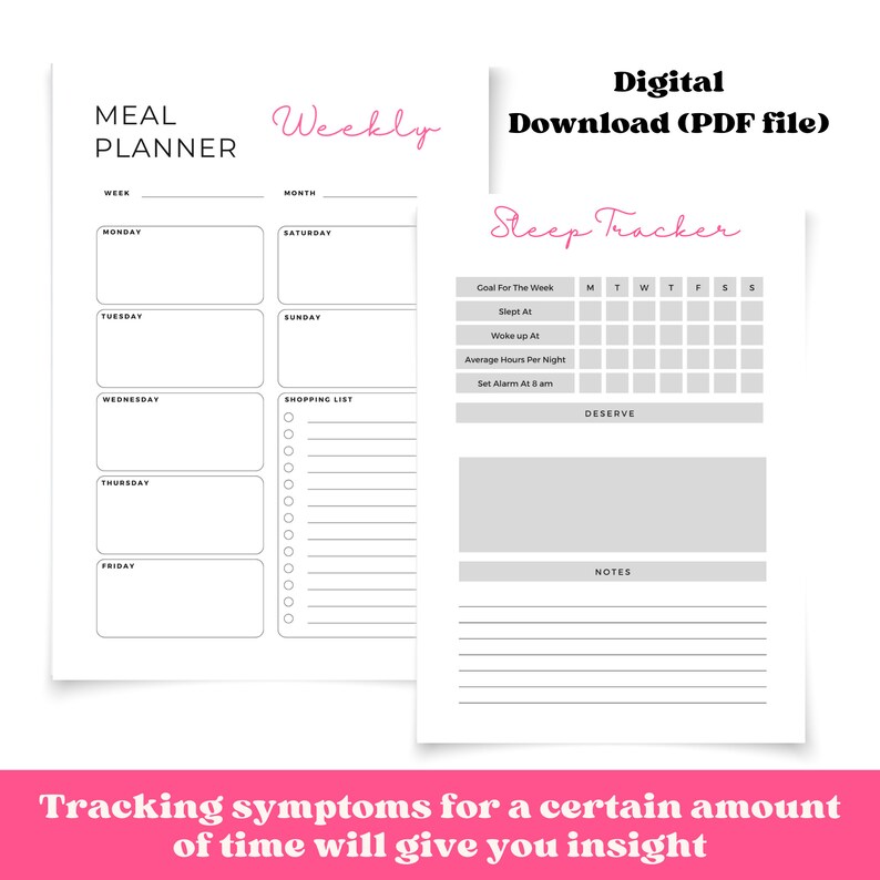 Menopause Perimenopause Symptom Tracker Incl. Weekly Meal Planner and