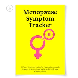 Menopause Perimenopause Symptom Tracker Incl. Weekly Meal Planner and Sleep Tracker, Daily Self-Care Journal Diary, Digital Download 6&quot;x9&quot;