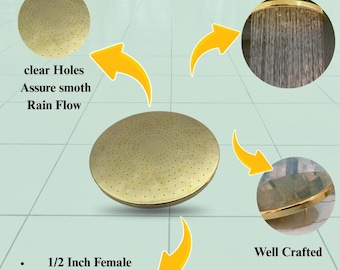 Cabezal de ducha de lluvia de latón sin lacar: estilo vintage, latón macizo