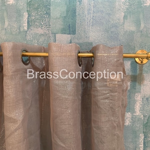 Unlacquered Brass Curtain Rod with Wall Mount Brackets - Custom Length