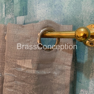 Unlacquered Brass Curtain Rod with Wall Mount Brackets - Custom Length