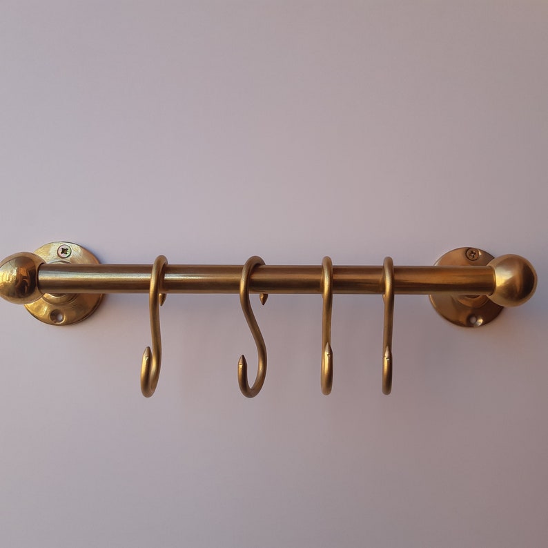 Unlacquered Brass Pot Rail With s' Hooks,solid Brass Hanging Pot and ...