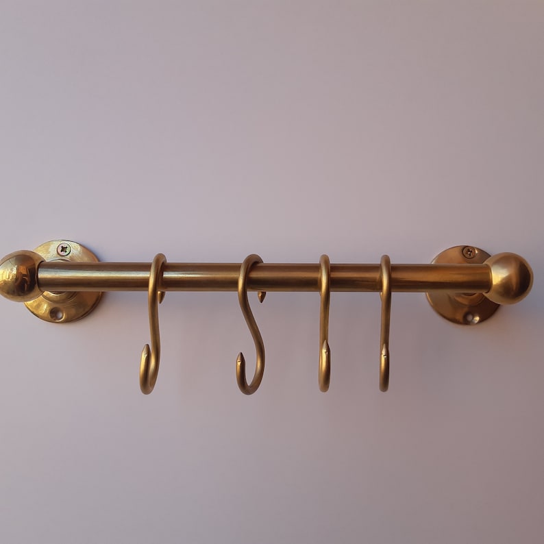 Unlacquered Brass Pot Rail With s' Hooks,solid Brass Hanging Pot and