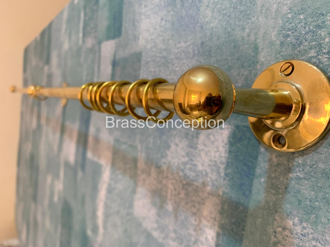 Unlacquered Brass Curtain Rod With Rings Wall Mounted Window Hardware — free download