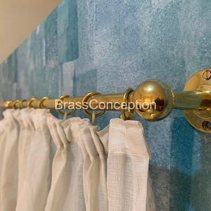 Unlacquered Brass Curtain Rod with Rings: Customizable Length