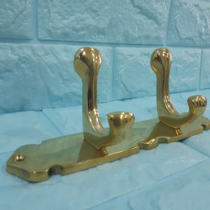 Brass Solid Coat Hanger With Hooks , Unlacquered Brass Coat Rack , Handmade Wall Coat Hooks , Clothes Hooks Wall Mount , Brass Hook