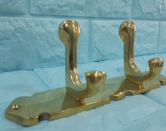 Brass Solid Coat Hanger With Hooks , Unlacquered Brass Coat Rack , Handmade Wall Coat Hooks , Clothes Hooks Wall Mount , Brass Hook