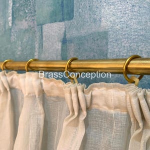 Unlacquered Brass Curtain Rod with Rings: Wall Mounted Window Hardware