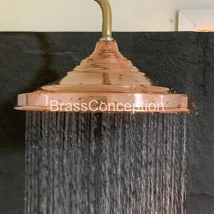 Unlacquered Copper Shower Head , Rainfall High Pressure Showerhead , Outdoor Rustic Shower , Handmade Brass Shower Fixture