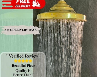 Cabezal de ducha de lluvia de latón sin lacar: ducha exterior de estilo vintage