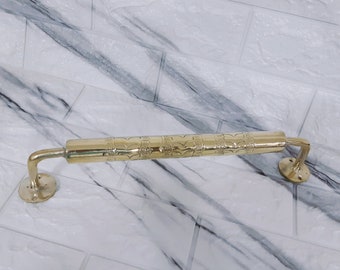 Handmade Unlacquered Brass Towel Bar: Moroccan Bathroom Decor