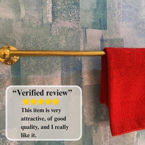 Towel Bar, Brass Towel Rack, Towel Holder, Unlacquered Solid Brass Bathroom & Kitchen Towel Rail