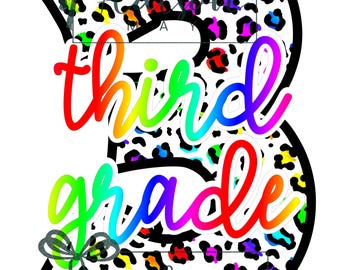 3rd Grade rainbow leopard print PNG