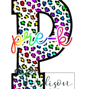 Pre-K rainbow leopard print PNG