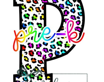 Pre-K rainbow leopard print PNG