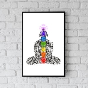 Spiritual wall art buddha meditation printable wall hanging zen art meditator lotus art buddhist digital wall art chakra meditation poster