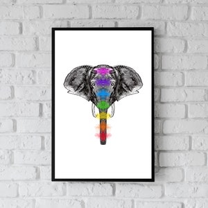 Elephant spirit animal wall art elephants chakra poster spiritual elephant wall hanging elephant digital print animal lover art symbolic