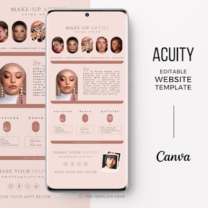 MUA Acuity Layout, Acuity Esthetician, Acuity Template PMU Website, Canva Acuity Template Neutral, Minimal Acuity Scheduling, DIY Acuity Web