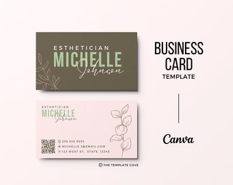 Personalisierbare Esthetician Visitenkarten, QR Visitenkarte, doppelseitige Karte, MUA, Augenbrauen, Wimpern, Loctician, Hair Stylist, Perücke Visitenkarte