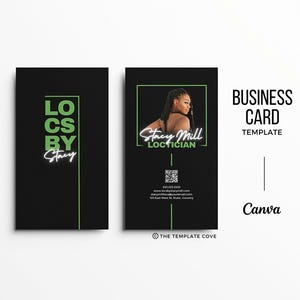 Loctician Visitenkarte, DIY Glam Visitenkarte Template, QR Code Design, doppelseitige Karte, Canva, Brows, Wig, Stylist, MUA Visitenkarten