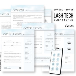 Lash Extension Consent Bundle, Client Intake Forms, Consent Form Lashes, Esthetician Bundle, Editable Lash Consent Template Bundle