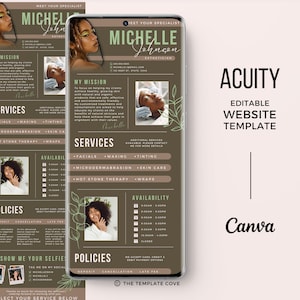 Acuity Esthetician, MUA Acuity Layout, Acuity Template PMU Website, Canva Acuity Template Neutral, Brown Acuity Scheduling, DIY Booking Site