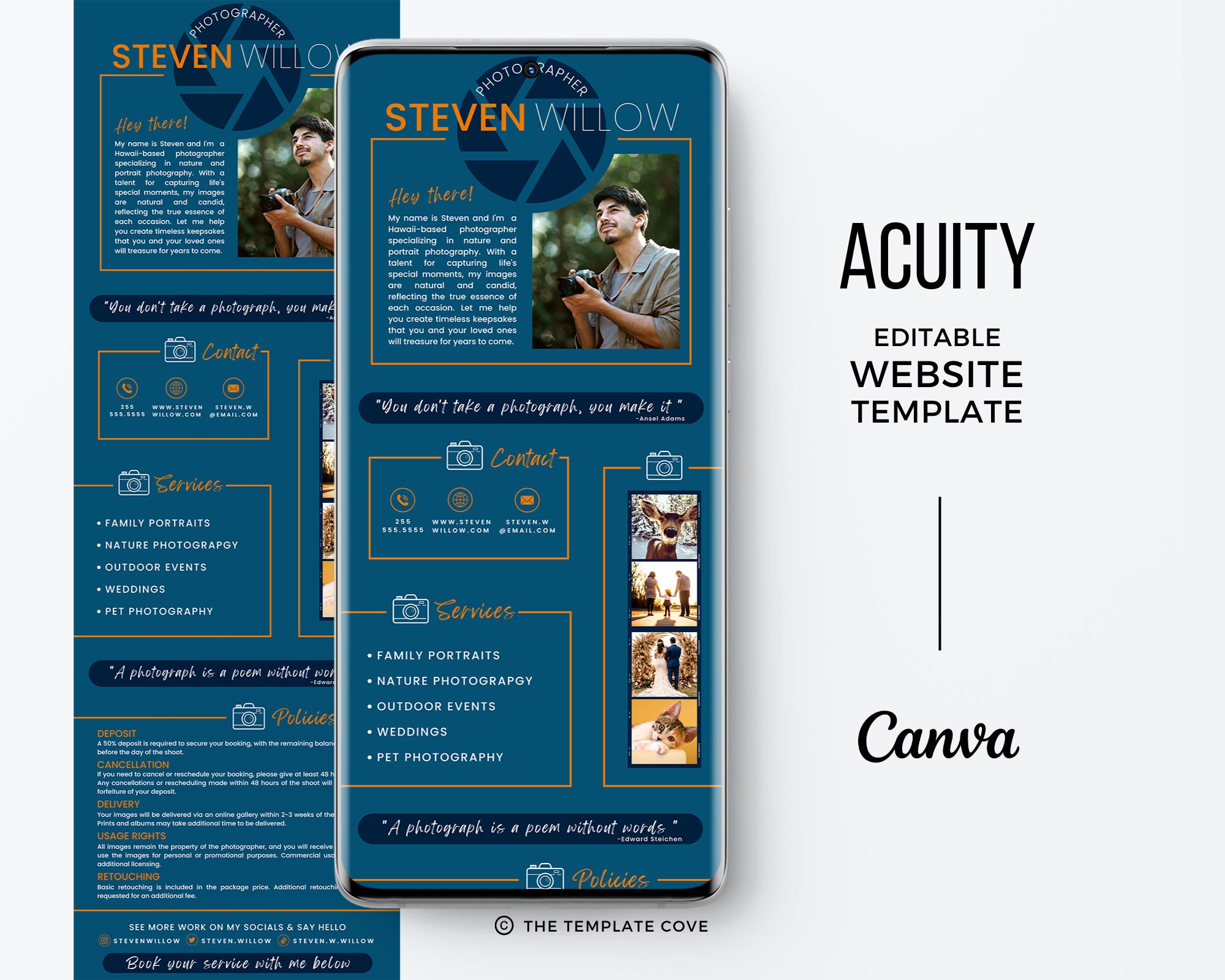 Visual Acuity Template Design Canva Acuity Scheduling Layout, Acuity Template Photography, DIY ...
