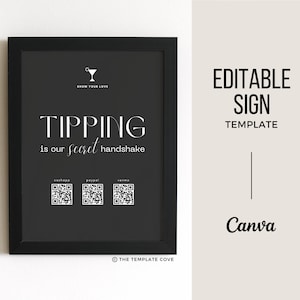 Virtual Tip Jar Printable, Scan To Pay Tip Jar Signs, Tips Appreciated Tip Sign, Tip Jar For Bartender, Tip Jar Stylist, MUA, Braider