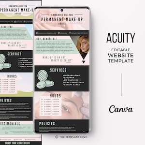 Acuity Template Permanent Makeup, Acuity Esthetician, MUA Acuity Scheduling Template, PMU website, Squarespace Scheduling, Canva Acuity Temp