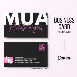 Customizable MUA Business Cards, QR Business Card, Double Sided Card, Business & Calling Cards, Editable Canva Template, Loctician, Stylist