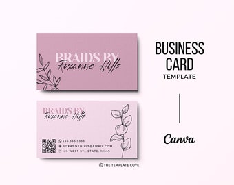 Bearbeitbare Braider Visitenkarten, QR Visitenkarte, doppelseitige Karte, Kosmetikerin, Augenbrauen, Wimpern, Loctician, Hair Stylist, Basic Visitenkarte