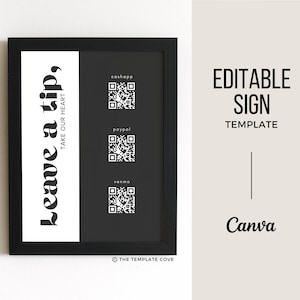Scan To Pay Tip Jar Signs, Virtual Tip Jar Printable, Tips Appreciated Tip Sign, Tip Jar For Boutique, Tip Jar For Bartender, QR Tip Jar