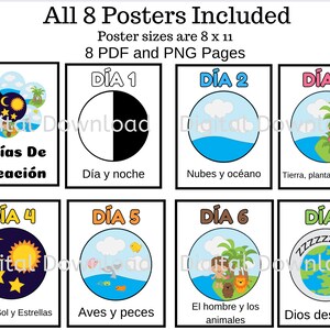 7 Days of Creation SPANISH Posters DIGITAL DOWNLOAD // Church Activity ...