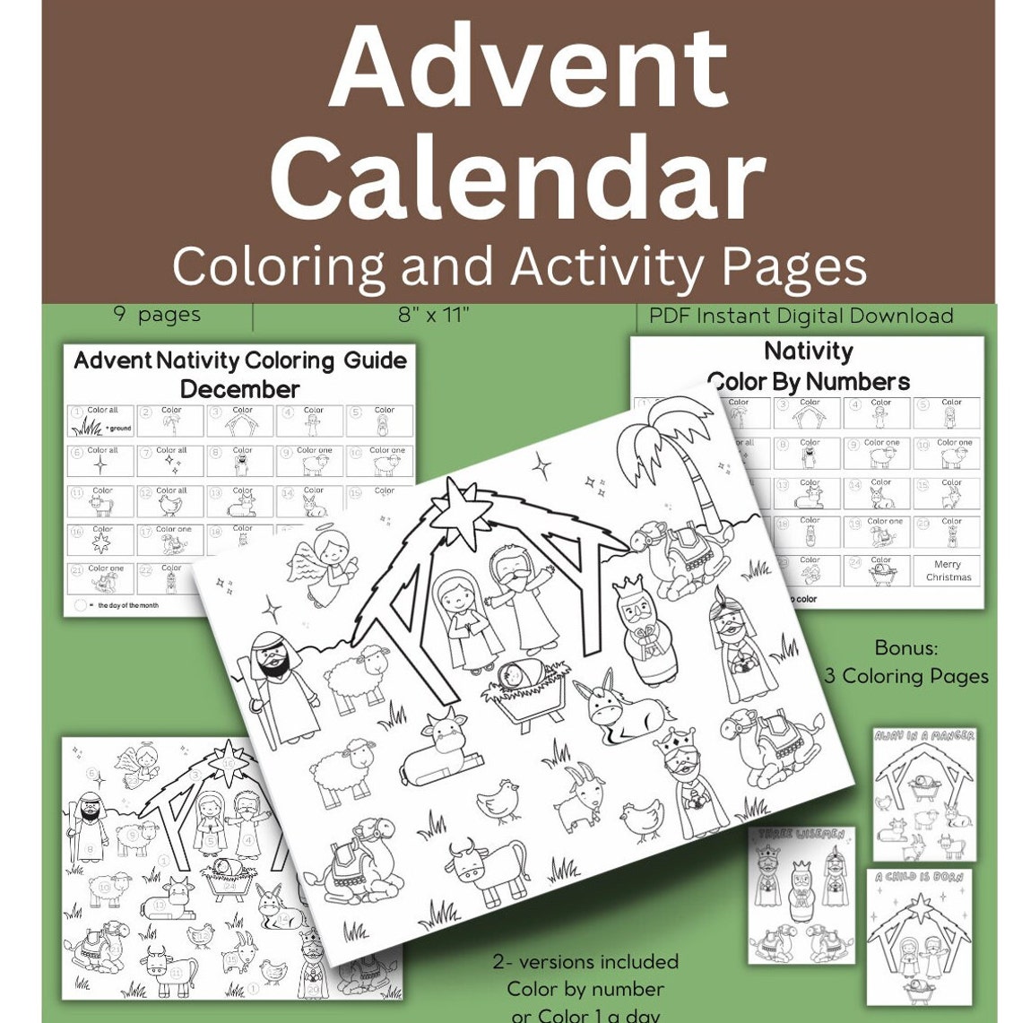 Nativity Advent Calendar Activity Download // Advent Manger // Birth of
