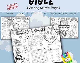 Bible Stories Activity Coloring Pages  DIGITAL DOWNLOAD // Printable Activity //  Bible School  // Sunday School // Vacation Bible School