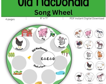 Old MacDonald Had a Farm Song Circle Activity Digital Download // Sequencing //Preschool Printable // Homeschool // Storytime // Farm