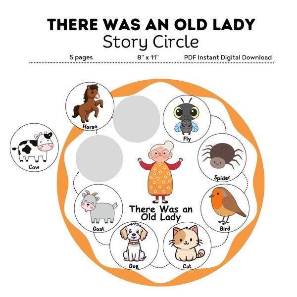 There was an Old Lady Activity Digital Download // Sequencing //Preschool Printable // Homeschool // Storytime // Old Lady