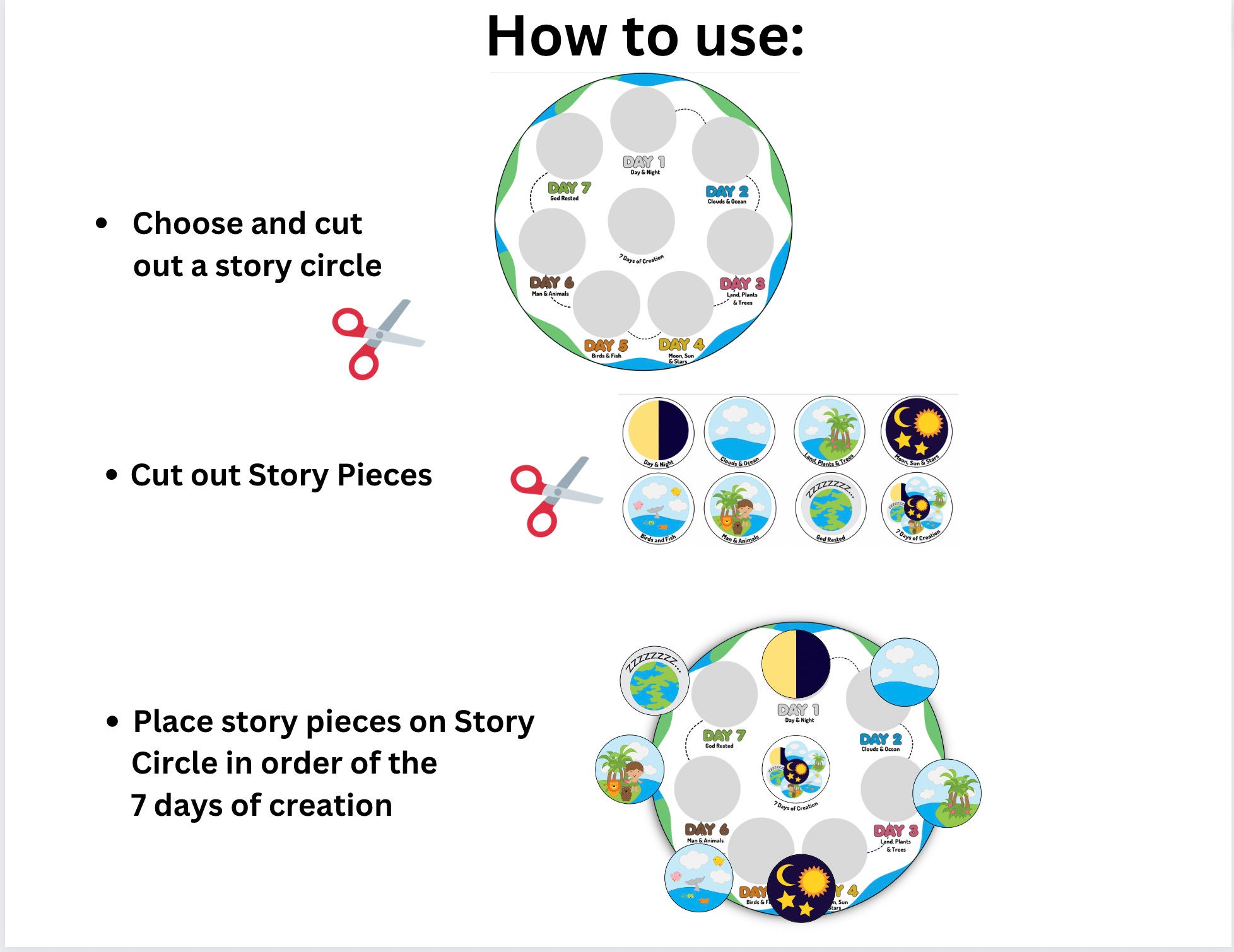 7 Days of Creation Story Circle DIGITAL DOWNLOAD // Church - Etsy