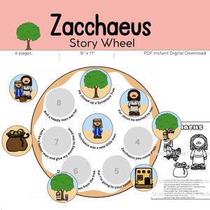 Zachaeus Story Wheel DIGITAL DOWNLOAD  // Church Activity  // Toddler // Sunday School // Church